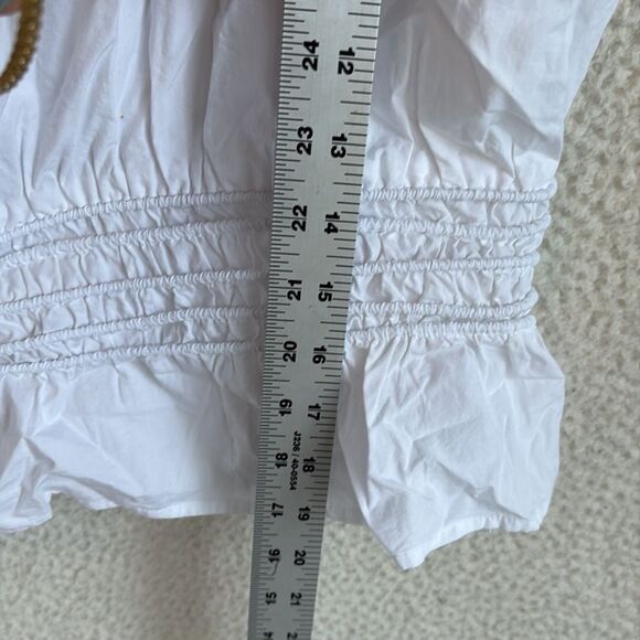 Madewell Smocked Button-Front Top in Poplin Women’s XL White - Picture 3 of 9